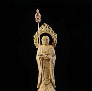 【ケーリーフショップ】総檜材 仏教美術 精密彫刻 仏像 仏師で仕上げ品　地蔵菩薩立像