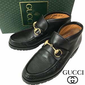 k13 GUCCI グッチ レザー ホースビット レザーシューズ ショートブーツ ローファー 革靴 ブラック 34.5 イタリア製 正規品 レディース