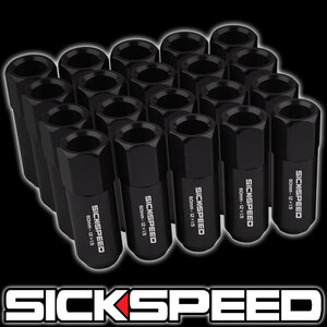 SICKSPEED ブラック P1.25 60mm 20本 ロングナット 貫通 JDM USDM シックスピード スタンス ロックナット ニッサン スバル スズキ 黒