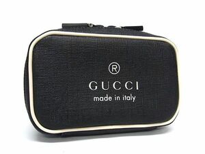 ■新品同様■ GUCCI グッチ 170407 PVC メイクポーチ マルチケース 小物入れ メンズ レディース ブラック系×ホワイト系 FA0543