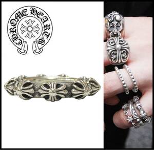 ★正規品★ CHROME HEARTS クロムハーツ シルバー 925 CROSS BAND RING SBT スクロール CH プラス クロス バンド リング 指輪 20号