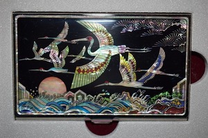 ◆◆韓国 伝統工芸◆螺鈿細工 名刺入れ◆海を渡る鶴◆即決！◆◆
