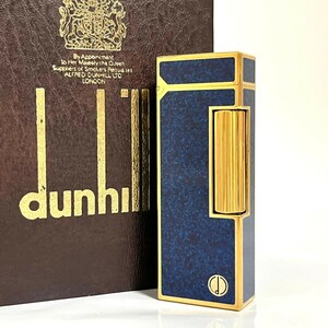 １円スタート dunhill ダンヒル ライター ガスライター ブルー ゴールド 喫煙具 a24