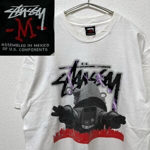 STUSSY ステューシー 白 半袖シャツTシャツ Ｍサイズ ヴィンテージ 古着 フロントロゴ