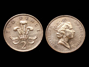 【イギリス】 1985年 2 ペンス 銅貨 コイン イギリス エリザベス２世 Pence