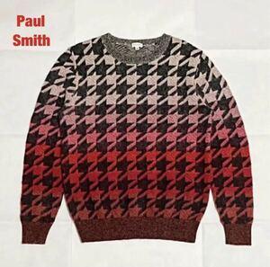 【希少】Paul Smith　ポールスミス　DOG TOOTH JACQUARD KNIT　総柄ニット　千鳥格子　ユニセックス　モヘア混　定価46,200円　233245 029N