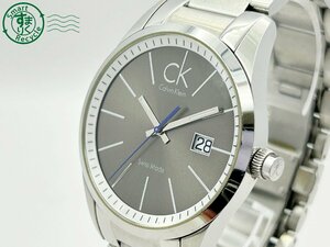 2404604696　◇ Calvin Klein カルバンクライン cK K22 461 グレー系文字盤 シルバー デイト メンズ クォーツ QUARTZ QZ 腕時計 中古