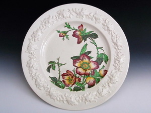 盛上げ装飾縁 植物絵 キャビネット皿 No.9 ◆ 英国 コルドン窯