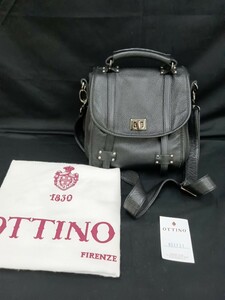 OTTINO 　オッティーノ　ショルダーバッグ　ハンドバッグ　斜めかけバッグ　イタリア製　レザー　本皮　皮革　黒　ブラック　FIRENZE