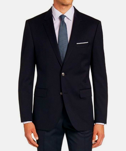 新品 98,000円 HUGO BOSS スーツ テーラードジャケット ビジネス L～XLサイズ94 ダークネイビー38Lオフィス48結婚式スリムフィット黒ウール
