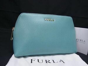 ■新品■未使用■ FURLA フルラ レザー ポーチ マルチケース 小物入れ レディース ブルー系 AV5419