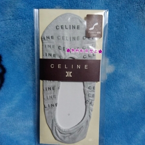 CELINE セリーヌ フットカバー ロゴ 柄 23-24cm 即決！未使用 グレー 靴下 ソックス 