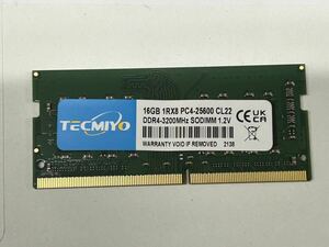 DDR4-3200 PC4-25600 S.O.DIMM ノート用メモリー(16GB1枚) テクミヨ　TECMIYOノートPC用 260ピン　CL22