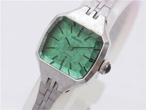 ◎ SEIKO ◎　セイコー　レディース　手巻き時計　カットガラス　エメラルドグリーンカラー　2針　稼働品　◎USED