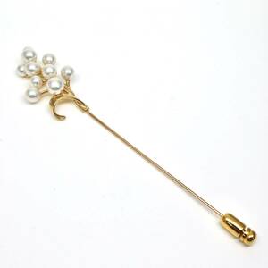 MIKIMOTO(ミキモト)高品質!!◆K18 アコヤ本真珠ラペルピンブローチ◆M 約5.4g パール pearl pendantジュエリー jewelry EB8/EB8