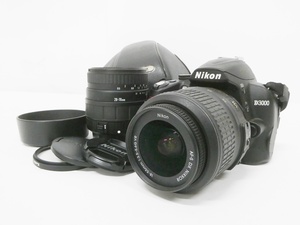 02 68-593471-15 [Y] Nikon ニコン D3000 カメラ レンズ Nikon DX AF-S 18-55mm 1:3.5-5.6G SIGMA 28-70mm 1:2.8-4 セット 旭68