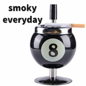 灰皿 ビリヤード エイトボール ８ボール 置き型 喫煙 アルミ 回転灰皿　スタンド 愛煙家 インテリア