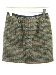 23区 オンワード樫山 Harris Tweed スカート 台形 ミニ 千鳥格子 34 グレー /YO15 レディース