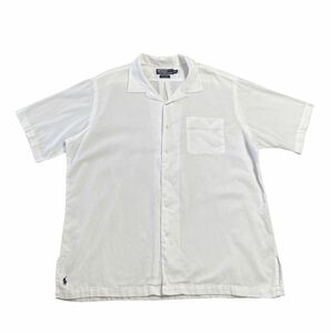 100円スタート90s polo by ralph lauren caldwell コットン100 ホワイト 白 半袖 オープンカラーシャツ ビンテージ ポロバイラルフローレン