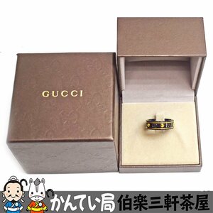 GUCCI【グッチ】スタッズリング　K18YG（18金イエローゴールド）　ブラック　コランダム　約19号　メンズ【中古】