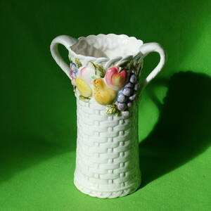 陶器製の花瓶 日本製 カラフルなHand Paintedの果物 katou工芸製