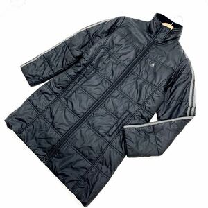  ■アディダス adidas 【防寒 中綿入り♪】【防寒性の高い ロングタイプ♪】ブラック ベンチコート Mサイズ ■A109