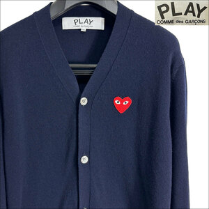 J3104 未使用 プレイコムデギャルソン 希少サイズ レッドハート カーディガン ネイビー XXL PLAY COMME des GARCONS