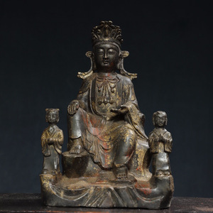 ▽鴻▽ 銅製 拓金 觀世音像 置物 古賞物 中国古玩 中国古美術