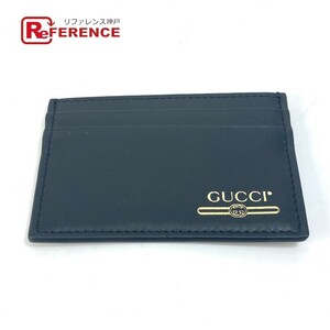 GUCCI グッチ 547596 ロゴ 名刺入れ パスケース カードケース レザー ブラック メンズ【中古】美品