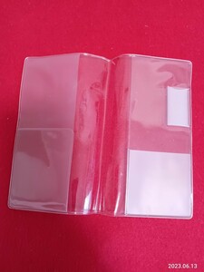 手帳カバー　透明　　ペンホルダー、カード入れ付き　文具　ブックカバー　　