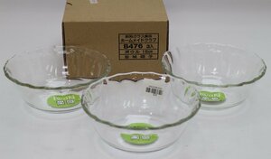 未使用 昭和レトロ iwaki 岩城硝子 耐熱ガラス食器 ボウル 3個セット 電子レンジ オーブン 食器 ガラス 調理器具