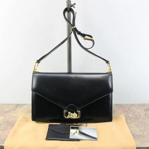 CELINE CARRIAGE LOGO LEATHER SHOULDER BAG MADE IN ITALY/ヴィンテージセリーヌ馬車ロゴレザーショルダーバッグ
