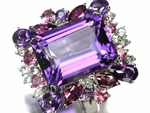 ZL11411D【1円～】新品【RK宝石】≪Amethyst≫ 極上アメジスト 特大11.35ct! 極上脇石アメジスト トルマリン トパーズ K18WG 超高級リング