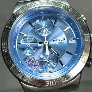 CITIZEN シチズン wicca ウィッカ F510-S007305 腕時計 クオーツ アナログ クロノグラフ カレンダー アイスブルー シルバー 新品電池交換済