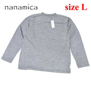 新品 定価35200円 Lサイズ（XLサイズ位） ナナミカ メリノウール フットボールシャツ ヘザー グレー 日本製 SUHF372 ウール 長袖 Tシャツ