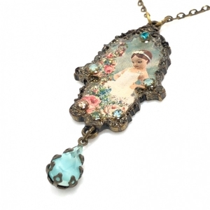 ミハエルネグリン Michal Negrin ネックレス - 金属素材×カラーストーン ゴールド×ライトブルー×マルチ アクセサリー（首）