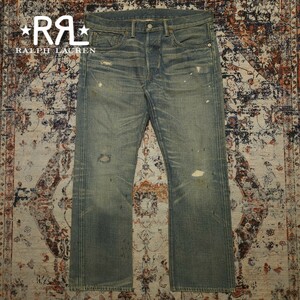 【希少】 RRL Santa Fe Slim Boot Cut Jeans 【32×30】 サンタフェ スリム ブーツカット ジーンズ レザー USA製 ペンキ加工 Ralph Lauren