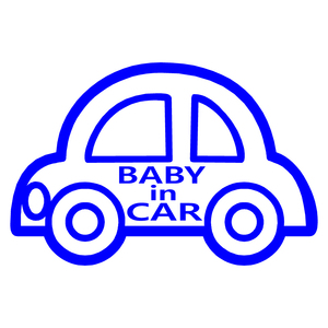 オリジナル ステッカー BABY in CAR クルマ ブルー 安全運転 交通安全 ステッカー サイズ 20×13 ベビー イン カー