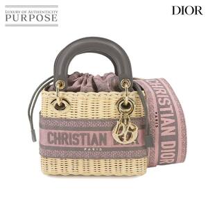 未使用 展示品 クリスチャン ディオール Christian Dior レディディオール ミニ 2way ハンド ショルダー バッグ ウィッカー 90231382