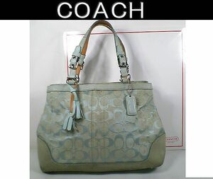 ★ＣＯＡＣＨ　コーチ★とってもお洒落で可愛い♪シグネチャー キャリーオール ロゴ トートバッグ■チャーム＆ダブルフリンジ付■本物■