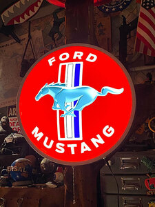 フォード　マスタング　オフィシャルLEDドームサイン ■ アメリカン雑貨 アメリカ雑貨