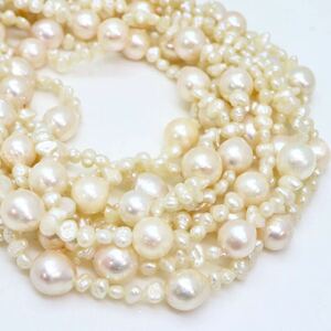 ＊アコヤ本真珠/本真珠3連ロングネックレス＊b 約64.1g 約70.0cm パール pearl long necklace jewelry silver DA0/DB0