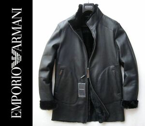 ◆本物◆EMPORIO ARMANI ◆極上リッチ◎リアルムートン羊毛皮レザーコート52 新品