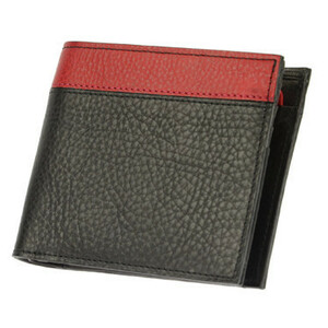 SONNE　アリゾナレザー　高級ハンドメイドレザー　柔らかく革特有のシボ感が特徴的　二つ折り財布（小銭入れ付）　黒色