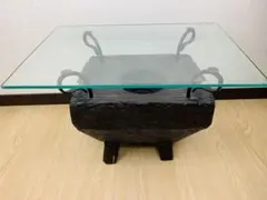Kaja　カジャ 古木　ガラス　ローテーブル　無垢材　センターテーブル