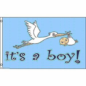海外限定 国旗 赤ちゃん 妊娠 お祝い マタニティ 出産 新生児 男の子 男児 コウノトリ 特大フラッグ