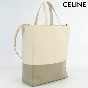 中古 セリーヌ トートバッグ レディース ブランド CELINE バーティカル カバ スモール レザー ホワイト