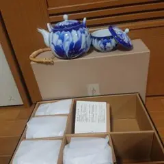 深川製磁 牡丹金ミル  松型茶器揃い