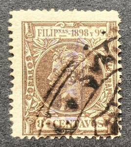 【マリアナ諸島・スペイン領】1899年発行 8c （Sc#5） 逆加刷使用済　西領フィリピン切手に「MARIANAS ESPANOLAS」加刷　＊美品