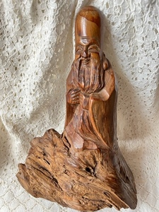 仙人　仙人像　木彫り　天然木　古い　木製　彫刻　高さ２７．５ｃｍ　飾り　置物　オブジェ